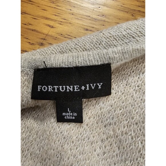 Fortune & Ivy Cardigan Sweater Striped Long Sleeve Open Size L - Picture 11 of 13